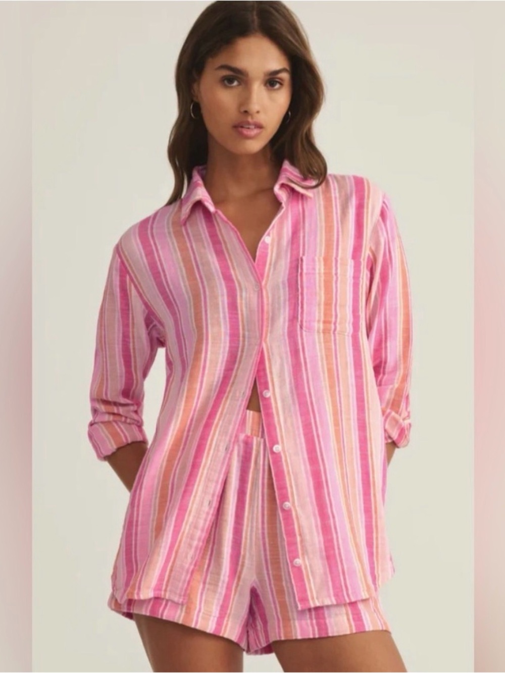 Women’s Pink & Orange Cotton Summer Set - Lightweight Two-Piece